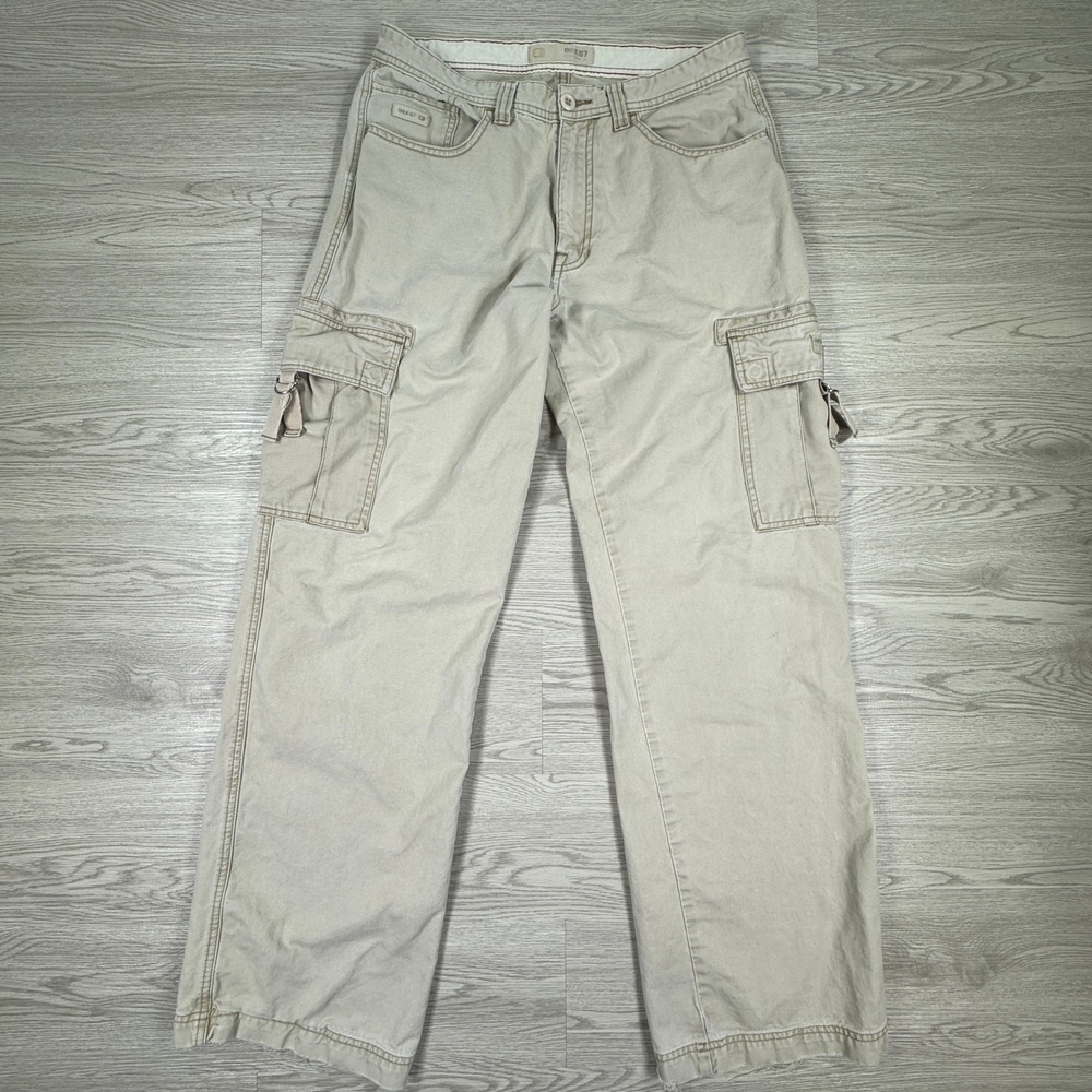 BKE Men's Cargo‎ Pants BKE67 Khaki Tan Straight Leg Utility Pockets 33x33(?)